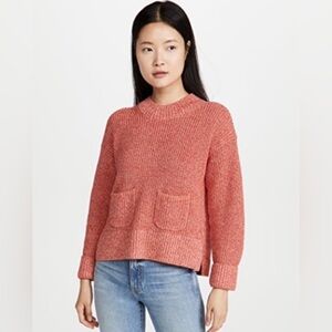 Alex Mill Women Size S Hank Ribbed Sweater Orange Cotton Linen Fisherman Preppy